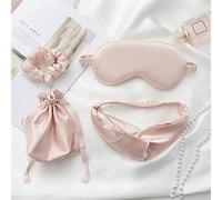 Antifaz para Dormir Silk Sleeping Mask For The Night Women Aduld Relájate Soft Nap Cover Mask Sleep Mask 4 PCS Set Health Vendas de Viaje Moda (Color : Fresh Pink L)