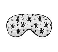 Antifaz para dormir sin presión, suave, con estampado de pata de gato negro, cómodo y transpirable