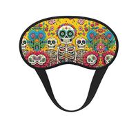 Antifaz para dormir súper suave con diseño floral de calavera mexicana del Día de los Muertos, con correa elástica para dormir, viajar, trabajar por turnos y meditar. Cubre ojos sin presión.