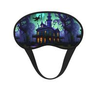 Antifaz para dormir unisex con estampado de mansión embrujada negra, cómoda, para viajes, meditación, sueño, viajes
