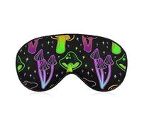 Antifaz para ojos súper suave y suave para niños y niñas, Trippy Magical Mushroom Glowing Art Sleeping Mask para dormir de noche, viaje, yoga, lavable a máquina BlockLight