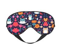 Antifaz suave con estampado de gatos, pájaros y flores, sueño cómodo, bloquea la luz, cobertura completa de los ojos, ideal para viajes, meditación