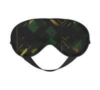 Antifaz suave con estampado geométrico negro, verde y dorado, ligero, ayuda al sueño, transpirable, opaca, viajes, siesta, yoga, meditación