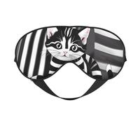 Antifaz suave de gatito a rayas blancas y negras. Unisex, cómodo y transpirable, adecuado para el descanso diario. Te ayuda a entrar rápidamente en un sueño profundo.
