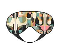 Antifaz suave de gato de arte moderno de mediados de siglo, ideal para viajes, yoga, meditación y más, transpirable y protectora.