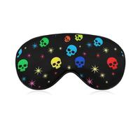 Antifaz suave para dormir, antifaz de viaje opaco con estrellas de neón y calaveras de colores, cubre ojos, antifaz para dormir, para mujeres y hombres.