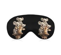 Antifaz suave para dormir con diseño de koalas sentados sobre una jirafa, eficaz antifaz para dormir con bloqueo de luz, ideal para viajes.