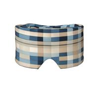 Antifaz ultrafino transpirable con estampado cuadrado azul beige para un sueño saludable ajustable