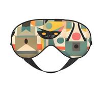 Antifaz unisex con estampado de gato moderno de mediados de siglo, suave, cómodo, antifaz que bloquea la luz