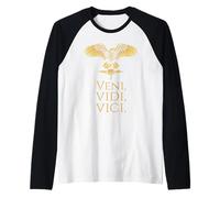 Antigua Roma - Julio César Cita Latina - Veni Vidi Vici Camiseta Manga Raglan