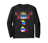 Antigua y Barbuda Mapa Bandera Orgullo Caribe Manga Larga