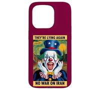 Antiguerra contra Irán Protesta Payaso Noticias Falsas Sátira Carcasa para iPhone 15 Pro