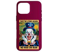 Antiguerra contra Irán Protesta Payaso Noticias Falsas Sátira Carcasa para iPhone 16 Pro MAX
