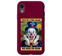 Antiguerra contra Irán Protesta Payaso Noticias Falsas Sátira Carcasa para iPhone XR