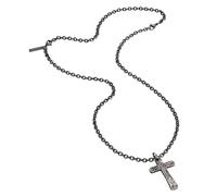Antiguo acero cruz colgante, collar de policía secreta de hombre ip s