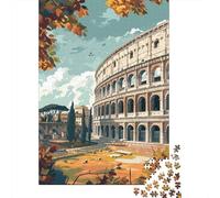 Antiguo Anfiteatro Romano Puzzle de 1000 Piezas Papel para Adultos Paisaje Urbano de Otoño Juego de Puzzle 1000 Piezas Relajación Decoración Regalo 52x38cm/1000pcs