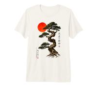 Antiguo Bonsái Árbol Rojo Sol WABI Sabi Zen Arte Japonés Camiseta Premium