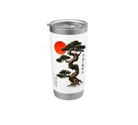 Antiguo Bonsái Árbol Rojo Sol Wabi Sabi Zen Arte Japonés Vaso térmico de acero inoxidable de doble pared
