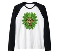 Antiguo Bosque Cara Pagana Naturaleza Espíritu Celta Popular Regalo Camiseta Manga Raglan