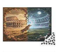 Antiguo Coliseo Romano Puzzle para Adultos Puzzle de 1000 Piezas Lobo Escena Día y Noche Juego de Puzzle 1000 Piezas Relajación Decoración Familiar Regalo 38x26cm/1000pcs