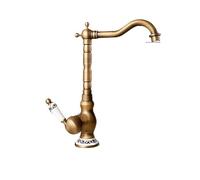 Antiguo del grifo de la cuenca de latón crema para una sola manija de un solo manija de mezclilla fría y caliente 360 Mada giratoria Muente de baño Grande de cocina (alto)