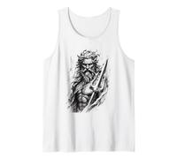 Antiguo Dios del Mar Tridente Guerrero Mítico Poseidón Arte Camiseta sin Mangas