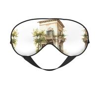 Antiguo edificio con rama de olivo romano y antifaz suave griego para dormir, parche femenino transpirable, perfecto para viajes y relajación