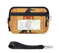 Antiguo Egipto Anubis - Mini funda para tarjetas con cremallera para mujeres y hombres, con ventana de identificación, portátil, ligera, pequeña, con cremallera, organizador de tarjetas de monedas