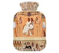 Antiguo Egipto - Botella de agua caliente vintage con funda, bolsa de agua caliente transparente de 2 litros, ideal para calambres, espalda, hombros, alivio del dolor, calentador de manos y pies para