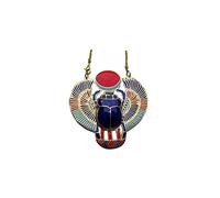 Antiguo Egipto Escarabajo Sagrado Egipcio Amuleto para la Buena Suerte Hecho artesanalmente de Bronce con Esmalte