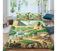 Antiguo Egipto Landscape Juego De Cama,diseño 3DPirámidesfunda Nórdica con Y Fundas De Almohada,Microfibra para Y Adultos Y Adolescentes King（220x240cm）