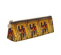Antiguo Egipto Tribe Series - Estuche triangular con impresión de gran capacidad, organizador de papelería, elegante bolsa para bolígrafos