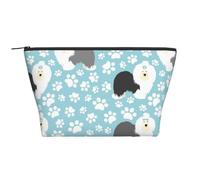 Antiguo Fondo de Perro Pastor inglés con Patas Dibujadas a Mano, Lindo Dibujo Animado, Bolsa de Aseo Bolsa de Maquillaje Bolsa de cosméticos Bolsa de Viaje portátil