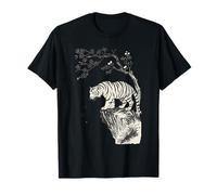 Antiguo Japón Clásico Flor Floral Vida Silvestre Arte Tigre Camiseta