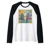Antiguo Japón Deidad Izanagi e Izanami Vitral Camiseta Manga Raglan