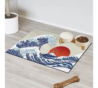Antiguo Japón Wave - Tapete de alimentación de mascotas para gatos y perros, tapete de comida para mascotas, tapete absorbente para mascotas, antideslizante, contiene derrames, protege suelos, 12 x 20