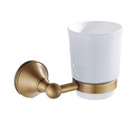 Antiguo Latón Cepillado Porta Cepillo De Dientes Baño Retro Cepillo De Dientes Cepillo De Dientes Becher Titular De La Pared Cerámica Cerámica De Una Sola Taza Accesorios De Baño