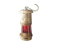 Antiguo latón minero aceite lámpara náutica marítima cristal rojo barco linterna 6 pulgadas