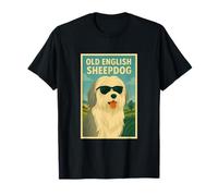 Antiguo perro pastor inglés Cool Art Minimalista Impresión Pop Art Camiseta