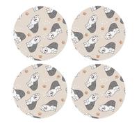 Antiguo Perro Pastor inglés,Posavasos Redondos de Corcho MDF, Almohadilla para Tazas, Juego de 4 Posavasos para Bebidas