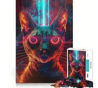 Antiguo Ritual del Gato,Rompecabezas de 1000 Piezas para Adultos Piensa,Entrena,Juega Cierre Seguro,sin Piezas Sueltas aliviar el estrés (38x26cm)