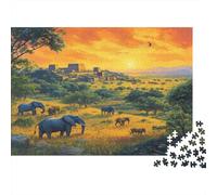 Antiguo Zimbabue Animales en Las Praderas 38x26cm/1000pcs Puzzle Adecuado para Adultos Y Multitud Mayores De 14 Años