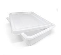 ANTIHUMEDADES Bandeja Blanca para uso con alimentos 2,2L con Tapa Sin BPA (26,8 x 19,7 x 7cm) - Carnicerías, pescaderías, restaurantes, cocinas, hostelería, catering