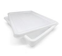 ANTIHUMEDADES Bandeja Blanca para uso con alimentos 5,6L con Tapa Sin BPA (38 x 28,4 x 7,5cm) - Carnicerías, pescaderías, restaurantes, cocinas, hostelería, catering