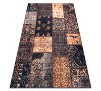 ANTIKA alfombra ancient chocolate patchwork moderno griego lavable - marrón / terracota 120x170 cm