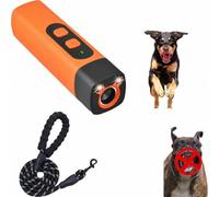 Antiladridos para perros ultrasonidos, antiladridos perro, entrenador de perros portátil, ultrasonido antiladridos portátil con linterna LED, carga rápida de 2 A, correa para perros 3M gratis