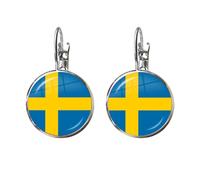 Antillas, Unión Europea, Ucrania, Hungría, Moldavia, Islas Vírgenes de los Estados Unidos Bandera Nacional Cabujón Cristal Pendientes de gancho francés, nan