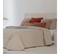 Antilo - Colcha Bouti Eyra en Color Beige para Cama de 200 - Efecto Lino, Acolchada en Rayas, Relleno Cálido y Ligero, Diseño Moderno y Duradero para Invierno