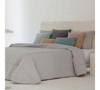 Antilo - Colcha Bouti Eyra en Color Gris para Cama de 150 - Efecto Lino, Acolchada en Rayas, Relleno Cálido y Ligero, Diseño Moderno y Duradero para Invierno