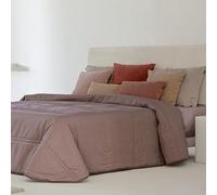 Antilo - Colcha Bouti Eyra en Color Malva para Cama de 180 - Efecto Lino, Acolchada en Rayas, Relleno Cálido y Ligero, Diseño Moderno y Duradero para Invierno